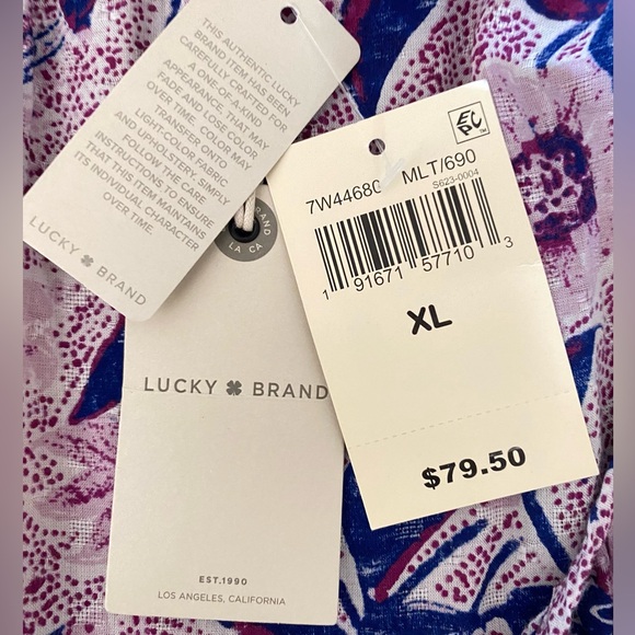 NWT Lucky Brand Border Print Peasant Top - Picture 7 of 7